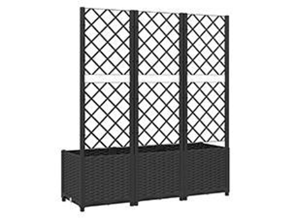 vidaXL Garten-Pflanzgefäß mit Spalier Schwarz 120 x 40 x 136 cm PP
