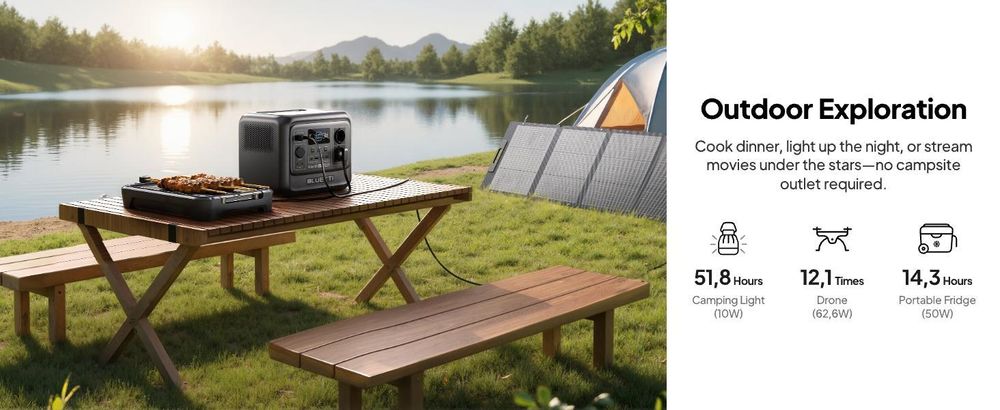 BLUETTI Elite 100 V2 + 200W Tragbare Power Station, 1024Wh Batterie Backup mit 2 1800W AC Ausgängen , Solar Generator für Camping, Stromausfälle