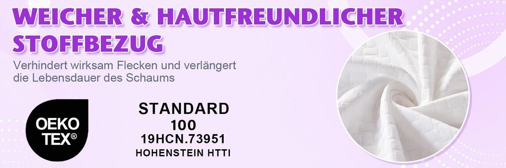 WENTA Matratzentopper 180x200cm, H2 weich Topper Gel Memory Schaum, 7.5 cm hoch, Rutschfest, Ergonomisch für Boxspringbett, Schlafsofa, Wohnwage