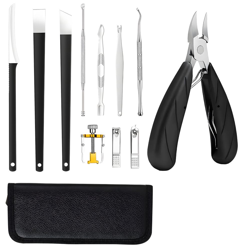 Maniküre Set mit Etui Nagelset Nagelpflege Schere Pinzette Feile Seitenschneider Rändel Schermaschine Nagelknipser Pediküre Kit 8-tlg Edelstahl Retoo