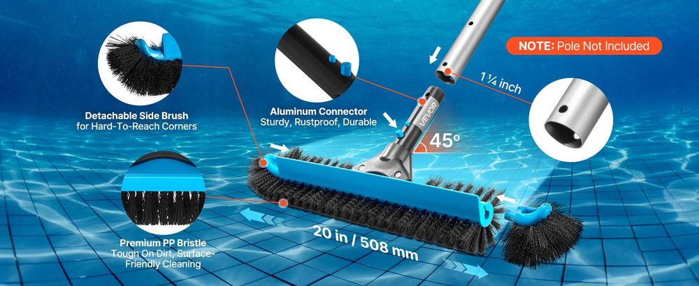 VEVOR Pool-Bürstenkopf Scheuerbürsten (508 mm) mit Nylonborsten & Aluminium-Stan