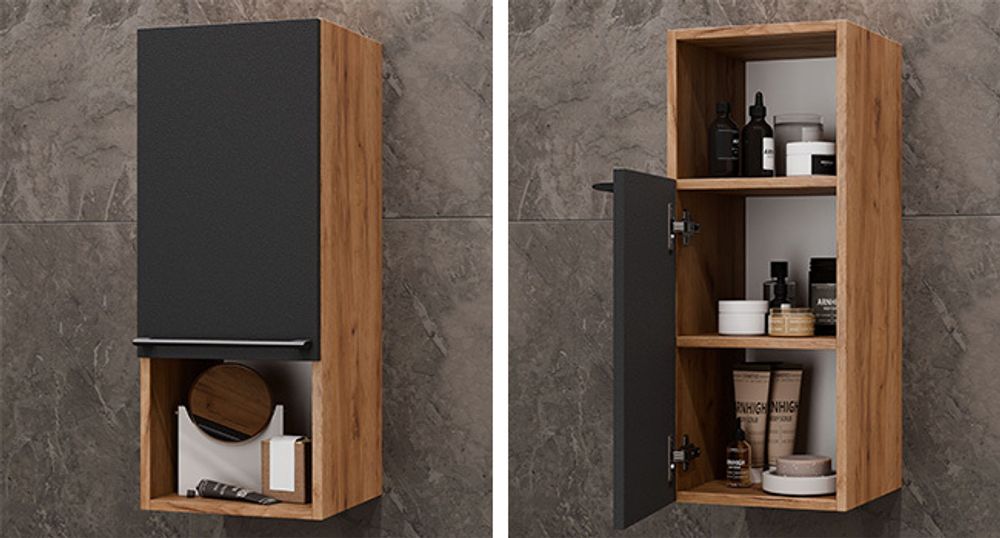 Planetmöbel Waschtischunterschrank Astra 60 cm Gold Eiche/Anthrazit mit Seitenschrank