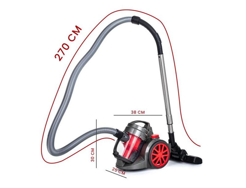 LEHMANN Aspirapolvere Ciclonico senza Sacco, Filtro HEPA, Capacità 1,8L, Set di Accessori con Spazzola Turbo