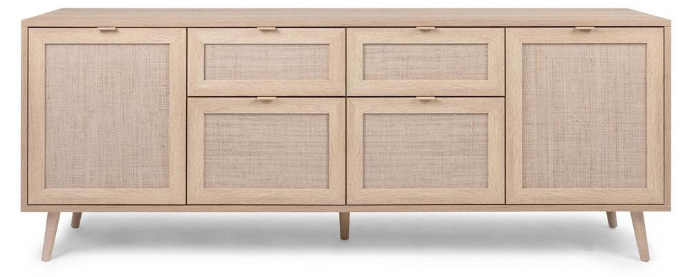 freiraum Sideboard – Sideboard mit Rafia-Geflecht-Nachbildung und Massivholzfüßen