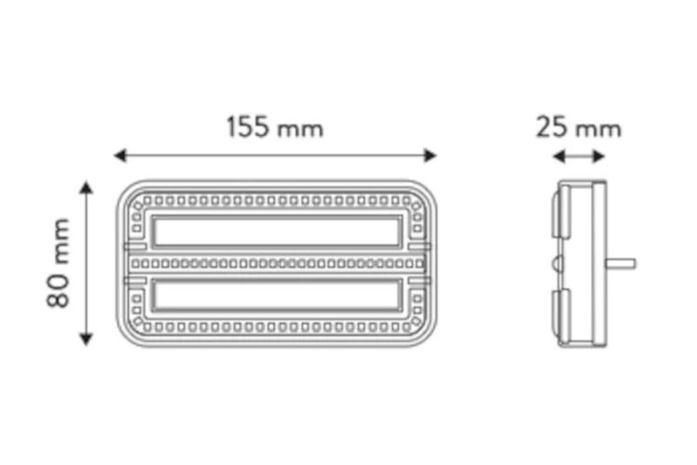 Rückleuchten mit integrierten Magneten, 3 Funktionen, 12/24V, 12 m.
