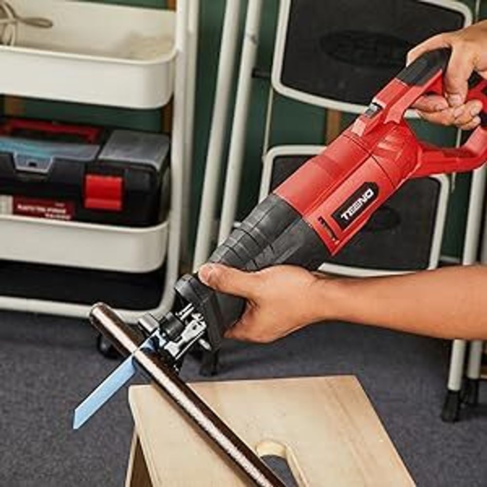 TEENO Säbelsäge 850 W, Universalsäge mit Kabel, mit Drehgriff,  LED, variabler Geschwindigkeit, 2 Sägeblätter für Holz und Metall