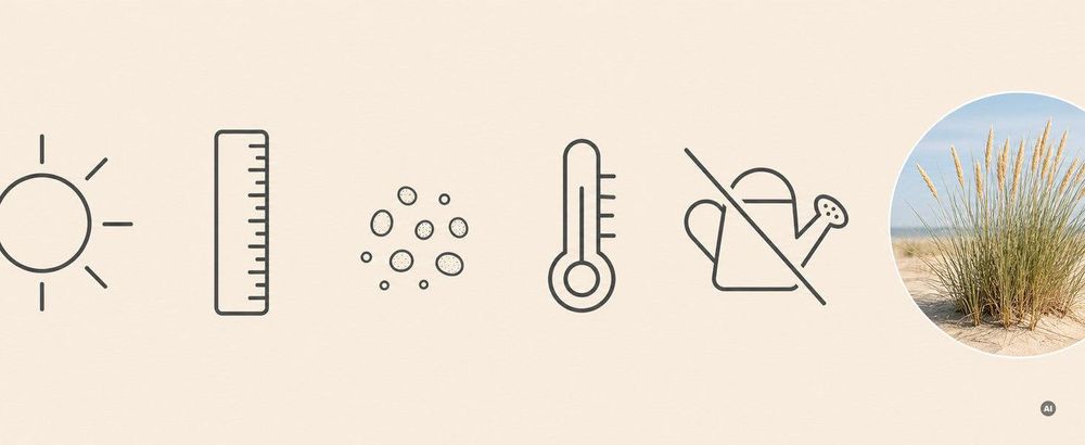 Icon-Schnellfakten: Sonne, Lineal, Sandkorn, Thermometer, durchgestrichene Gießkanne
