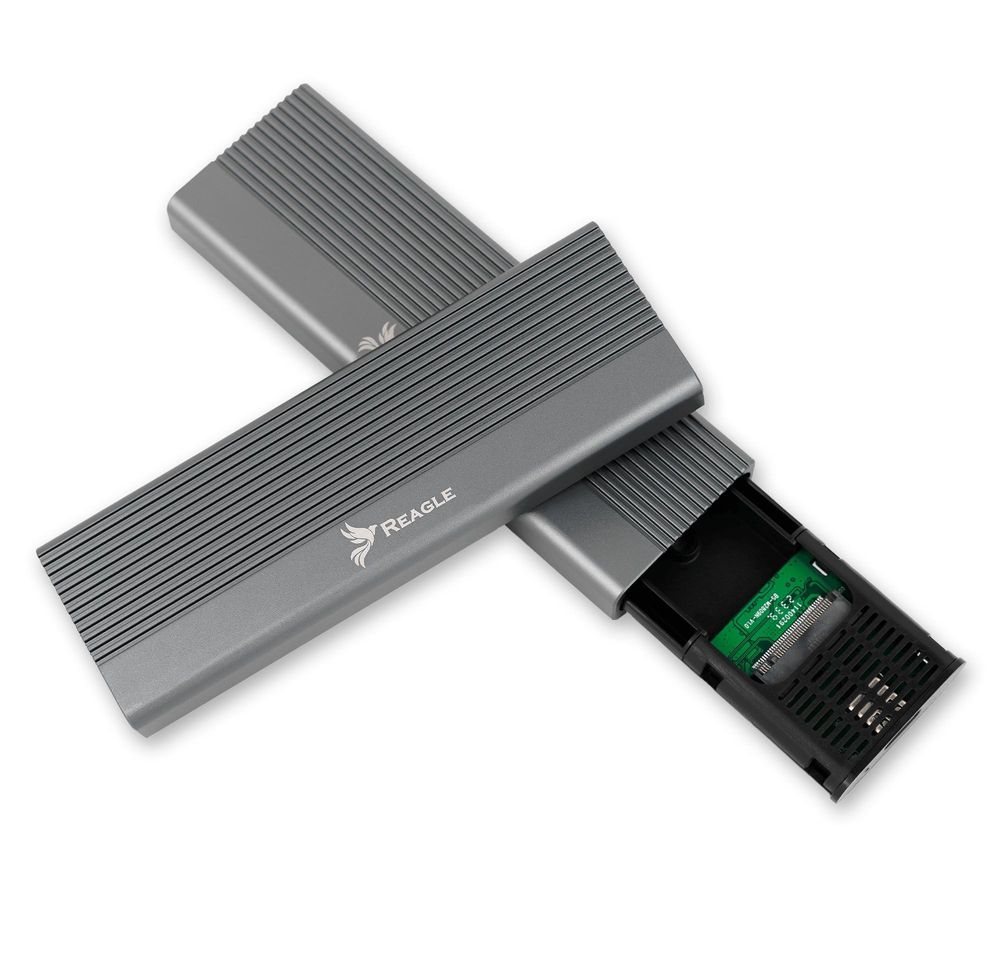 REAGLE GEHÄUSE FÜR M.2 NVME PCIE SSD-ADAPTER, 2-IN-1, USB-C 3.2, 10 GBIT/S, M.2-STECKPLATZ Übertragungsgeschwindigkeit 10 Gbit/s