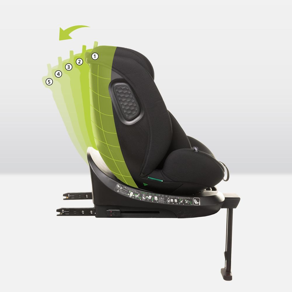 4Baby | Kindersitz - 360° Drehbar - mit ISOFIX, I-SIZE, 40-150 cm, zusätzlicher Seitenschutz, vorwärts- und rückwärtsgerichtet - Schwarz - ENZO-FIX