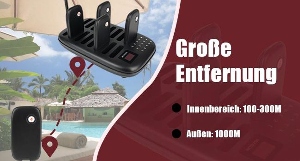 Retekess TD175 Drahtloses Pager-System, Restaurant Pager System, 800M, Vibration, Sofort Einsatzbereit Ohne Pairing, 7 Anrufmodi, für Speisewagen Bar