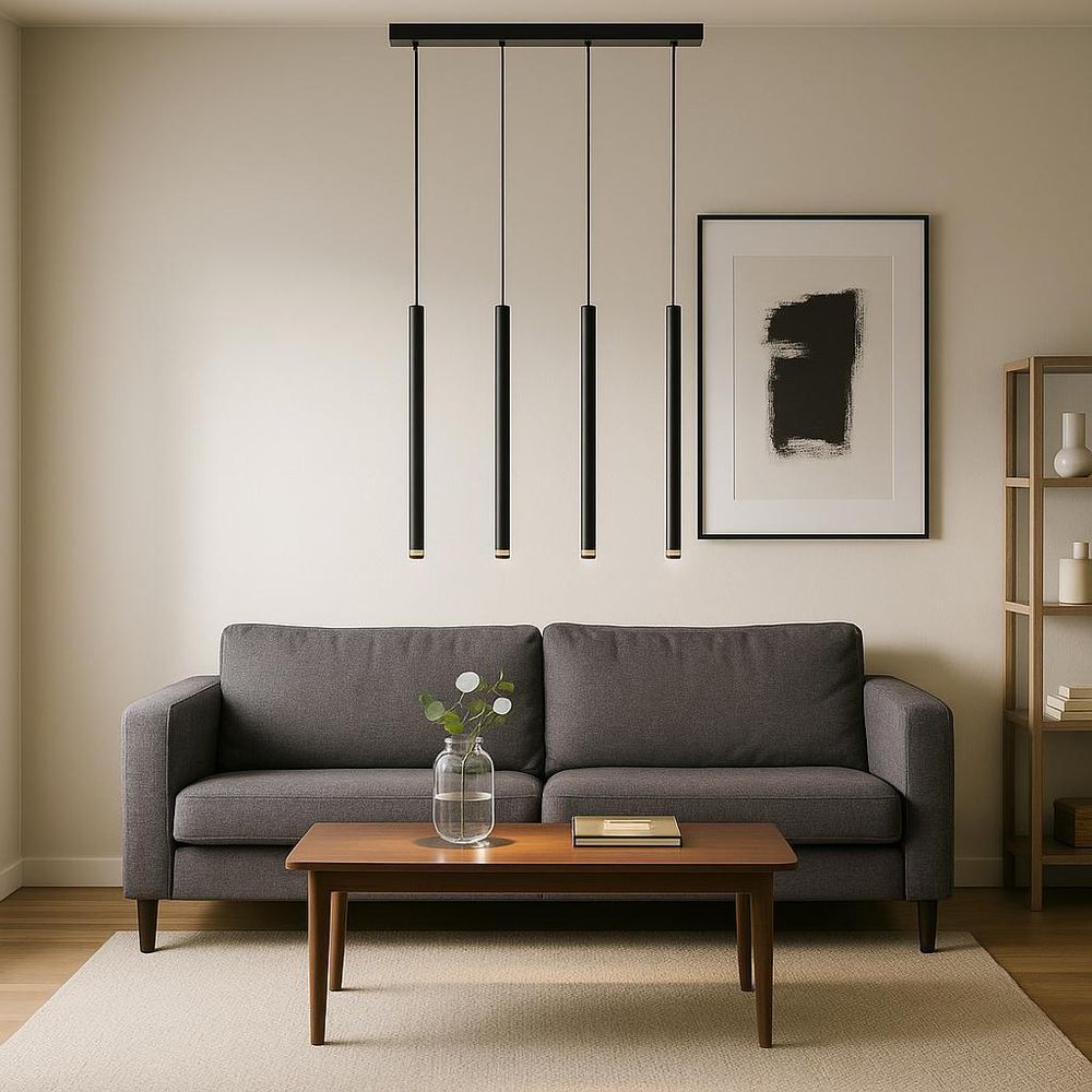 MasterLED Pendelleuchte – 4-flammig 50 cm – Schwarz – G9 – pendelleuchte esstisch – pendelleuchte modern – PIERO