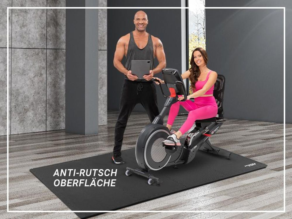 Bodenschutzmatte BS100 | Unterlegmatte - Fitnessmatte - Puzzlematte - Rutschfest - EVA-Schaumstoff - 8 Teile Schutzmatte - 63.5 x 63.5 cm (Anthrazit)