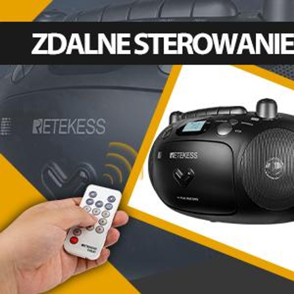 Retekess TR630 Radio z CD, Boombox z kasetą, Radio na baterie, Wyświetlacz LCD, Dźwięk stereo, USB SD TF, Odtwarzacz CD na kemping na zewnątrz