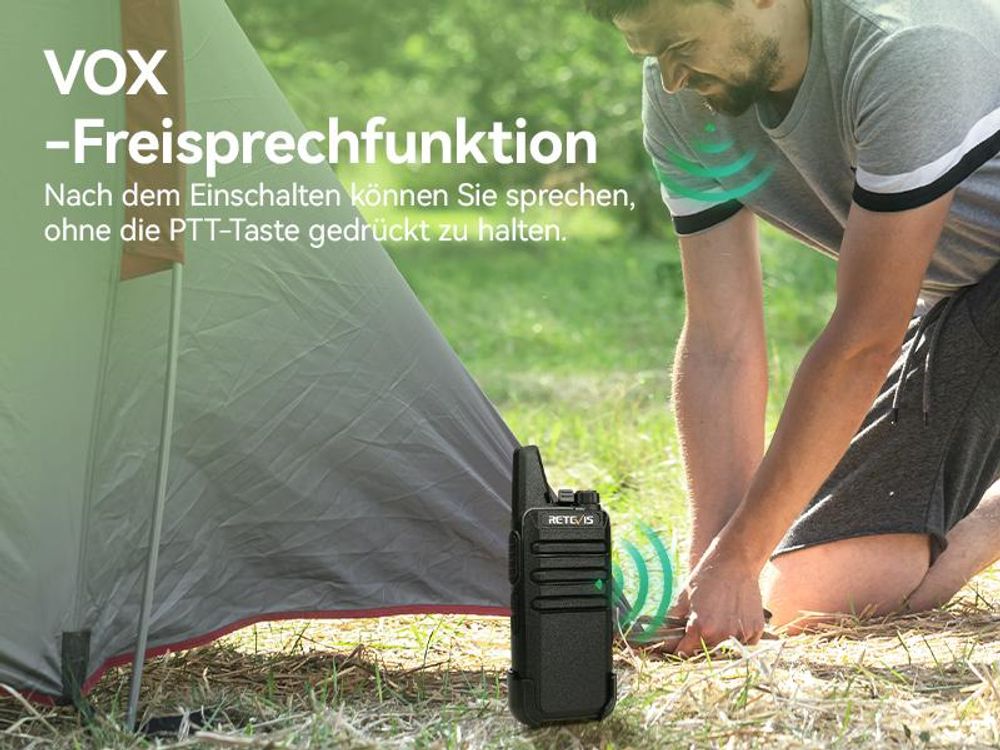 Retevis RT622 Walkie Talkie, Wiederaufladbares Mini-Radio, VOX, tragbar, Großer Reichweite mit Ohrhörer, für Familienausflüge, Wandern, Skifahren