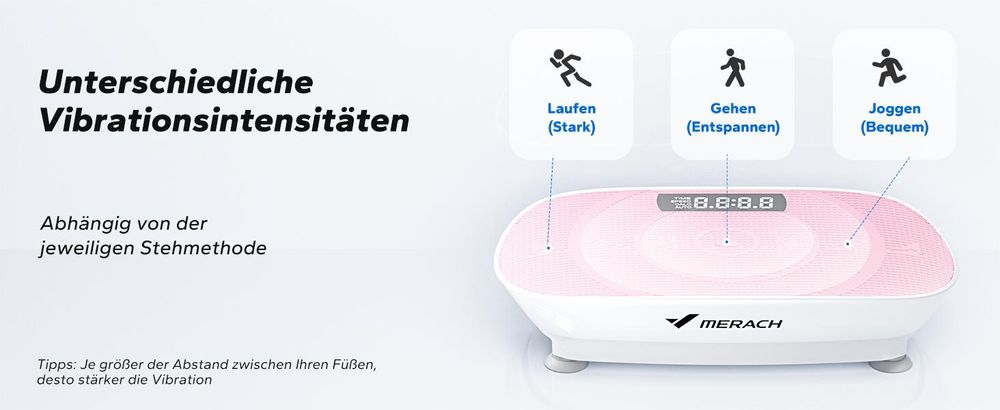 MERACH Vibrationsplatte Trainingsgerät – mit 10 Intensitätsstufen, für Ganzkörpertraining, Fettverbrennung, Muskelaufbau & Formung, rosa