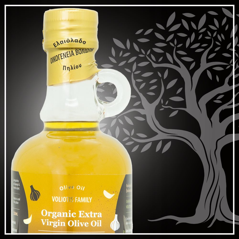 Voliotis | Oliwa z oliwek - Aromat czosnku - 250 ml - Niefiltrowana - Tłoczona na zimno