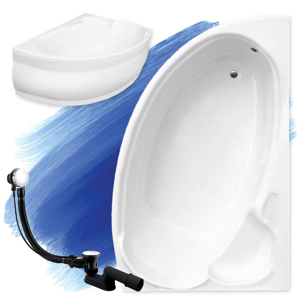Weiß Eckbadewanne mit modernem, dargestellt mit einem schwarzen Ablauf