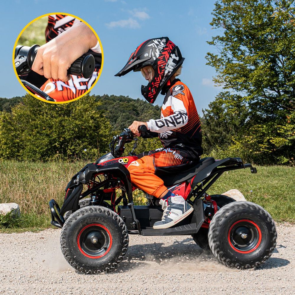 Elektro-Kinderquad Reneblade | 1000 Watt - Kinder Pocket Quad bis 24 km/h - Elektroquad - Elektro Auto - LED - 12V Batterie - Bis 65 Kg (Schwarz/Blau)
