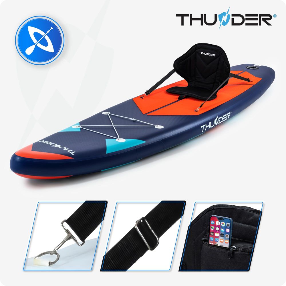 Thunder Stripes 320 Stand Up Paddle Board 320 x 75 x 15 cm Rot Blau 150 kg