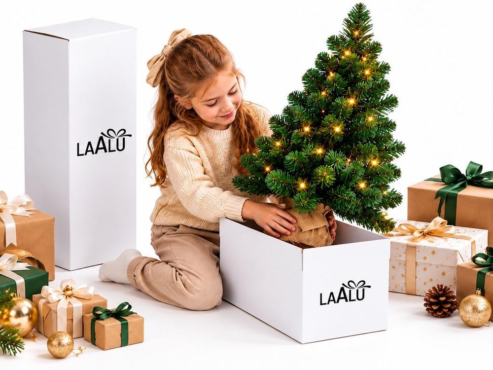 Künstlicher Weihnachtsbaum Narnie beim Auspacken