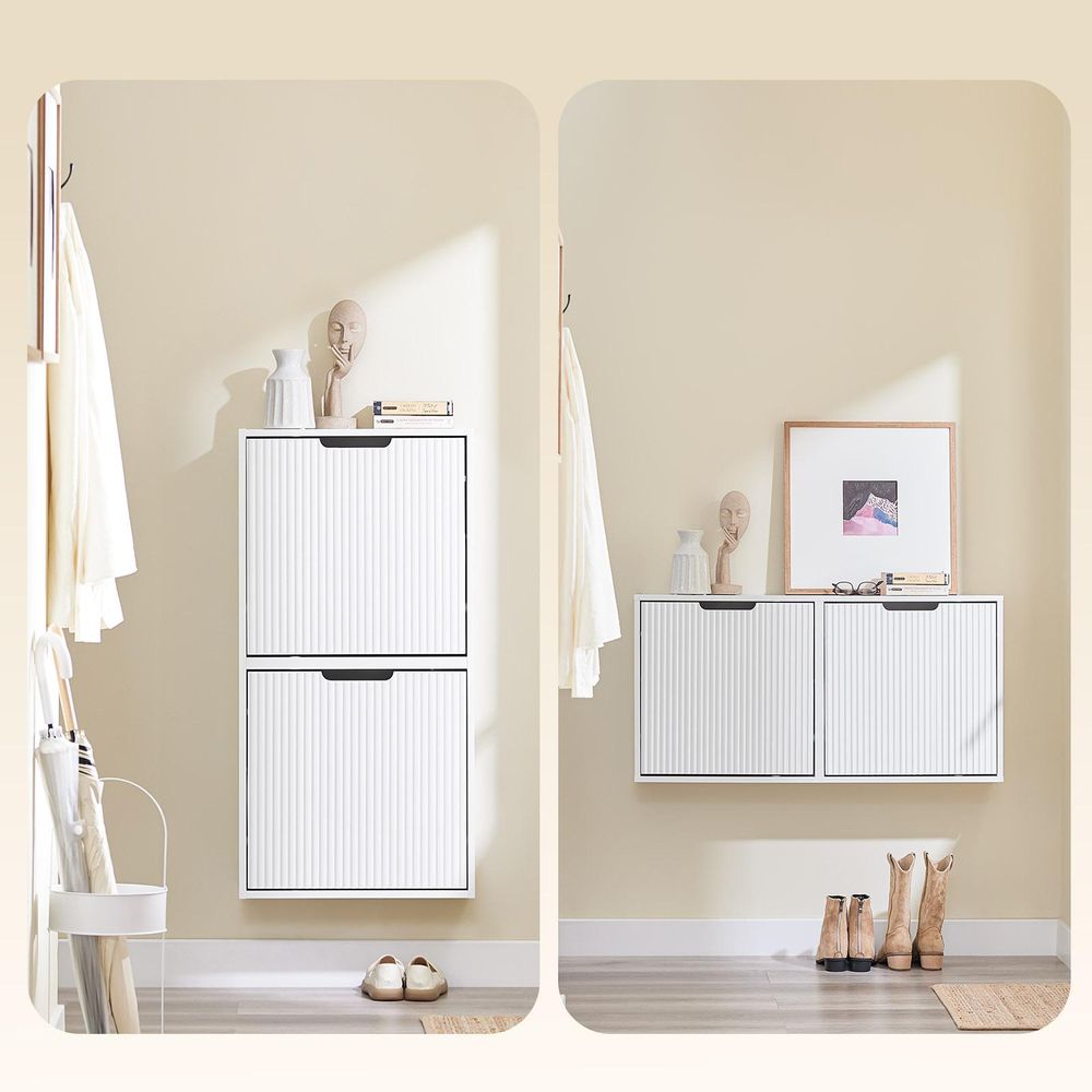 SoBuy Schuhschrank Schmal, schuhkipper Schmal, Schuhregal Geschlossen für schmale Flure, 2-Wege Montage & Anti-Kipp, nordisches Design FSR204-W