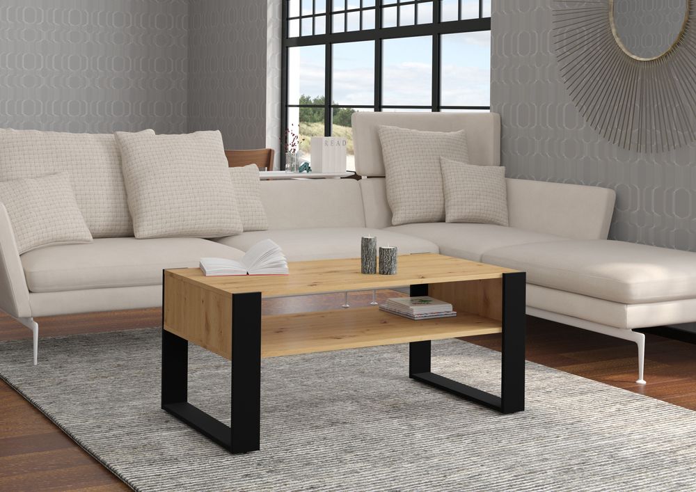 Couchtisch Nuka F 110x60 Artisan Eiche schwarz
