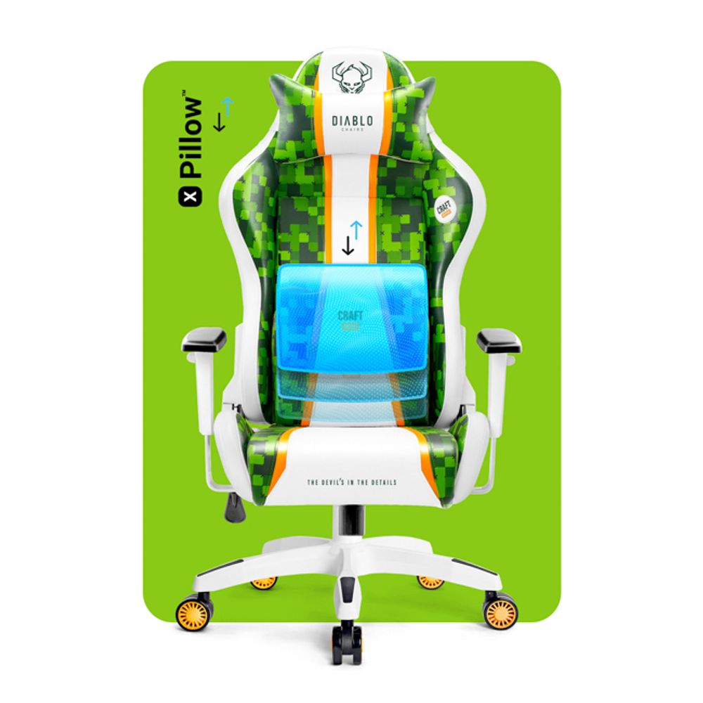 Diablo X-One 2.0 Gaming Stuhl Bürostuhl Schreibtischstuhl Verstellbare Armlehnen Ergonomisches Design Nacken/-Lendenkissen Craft Edition Small