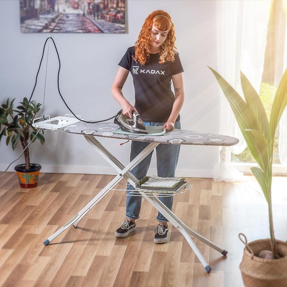KADAX Klappbares Bügelbrett, 120x38cm Dampfbügelbrett mit Metallnetz