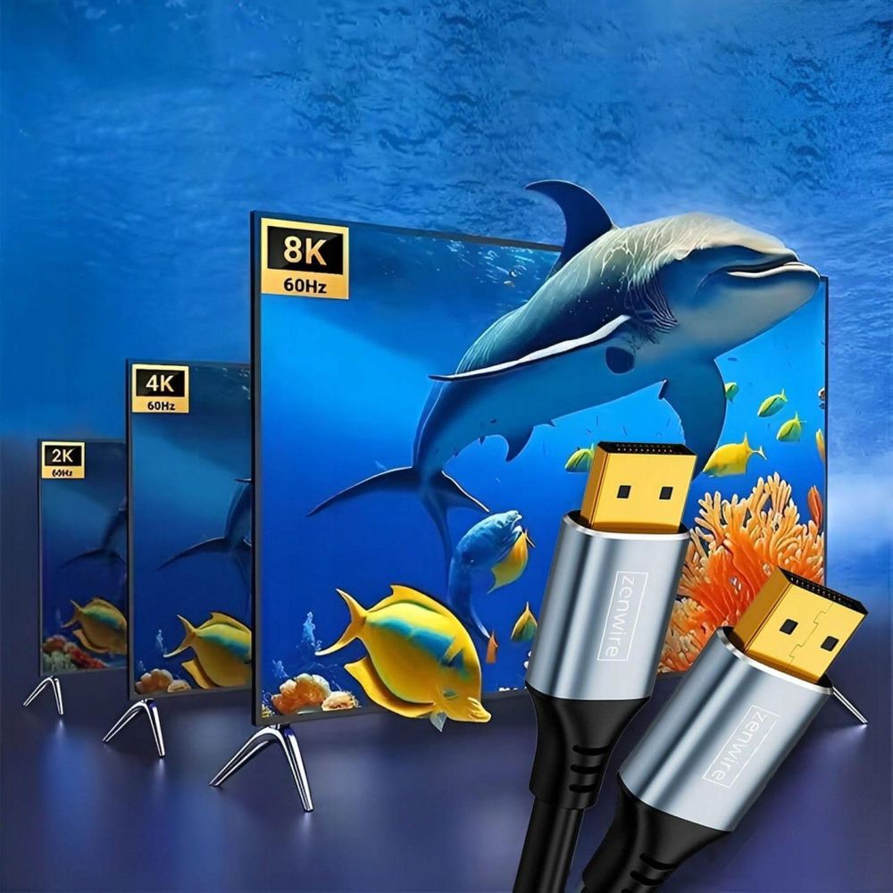 Kabel - Display Port 1.4 2K 4K 144 Hz 8K 60 Hz - DisplayPort do telewizora, komputera, monitora - Kabel - 3 m