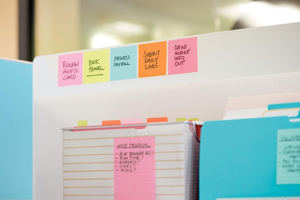 Post-it® Super Sticky Notes Haftnotizen - Cosmic Collection - 76 mm x 127 mm - 90 Blatt/Block - 6 Stück