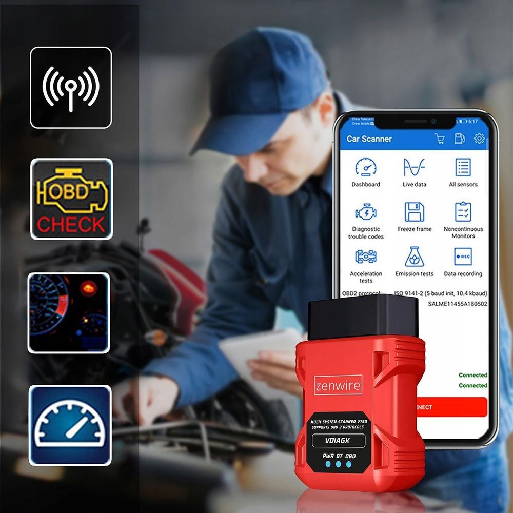 Interfaccia diagnostica - OBD2 Bluetooth - VDiagX V016 - Check Engine - Android iOS Windows