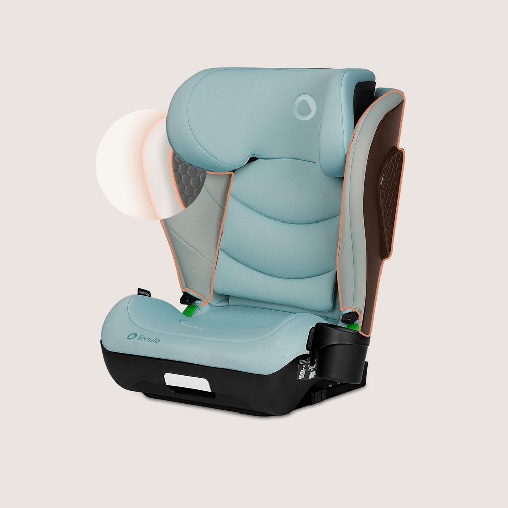 Kindersitz Neal i-Size 100-150 cm, bis 12 Jahren, Verstellbare Kopfstütze, Zusätzliches Seitenschutzsystem, Neigungsverstellung der Rückenlehne Grün