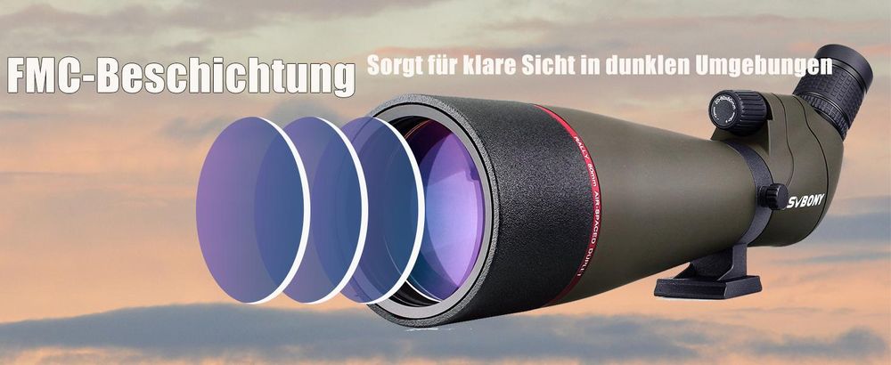 Svbony SV13 Sepktiv mit Stativ, 20-60x80 FMC Optik Porro Prisma Wasserdicht Spektiv, Monokular für Sportschützen, Jagen, Vogelbeobachtung, Wildlife Scenery Zuhause oder Outdoor