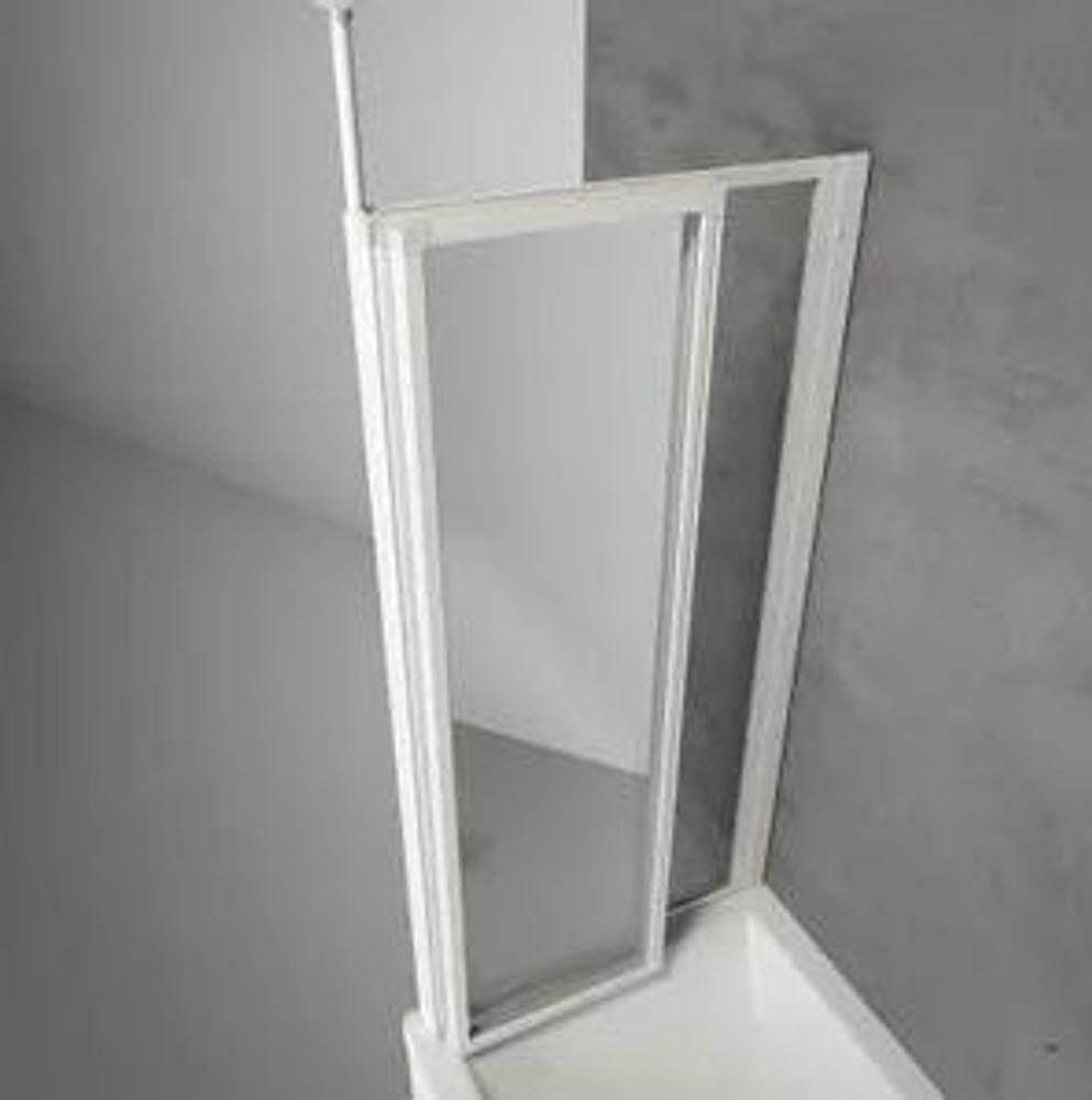 Schulte Duschabtrennung 129 x 140 cm, 3-teiliger Badewannenaufsatz mit Seitenwand für Badewanne faltbar, ESG Sicherheitsglas Klar, Profil Alpinweiß