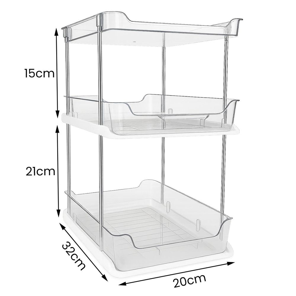 WELLHAUS 3-Stufen Organizer mit Schubladen - Küchen- und Bad-Aufbewahrung, ausziehbares Regal, Kunststoff Standregal, Ordnungssystem