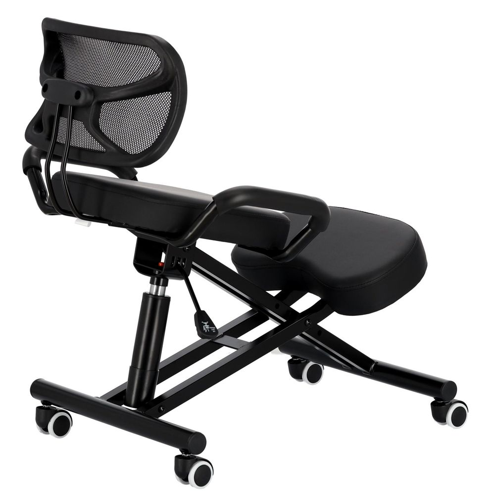 Klękosiad ergonomiczny z oparciem czarny do biura gabinet kosmetyczny SPA