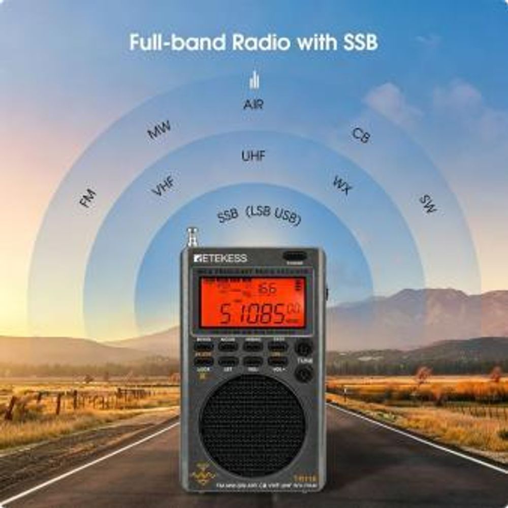 Retekess TR110 Tragbares Digitalradio, Kurzwellen BBS Funktion, FM MW Air Band Weltweiter, Sleep-Timer, externe Antenne, für Ausflüge im Freien