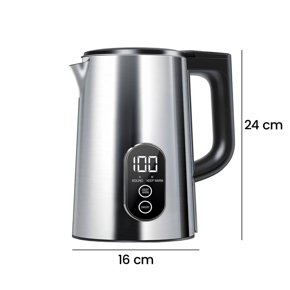 Wasserkocher 1.8L mit Temperatureinstellun 1500W bis 1800W Teekocher, LED Touchpanel, Warmhaltefunktion, BPA-frei, Abschaltautomatik, Edelstahl Retoo