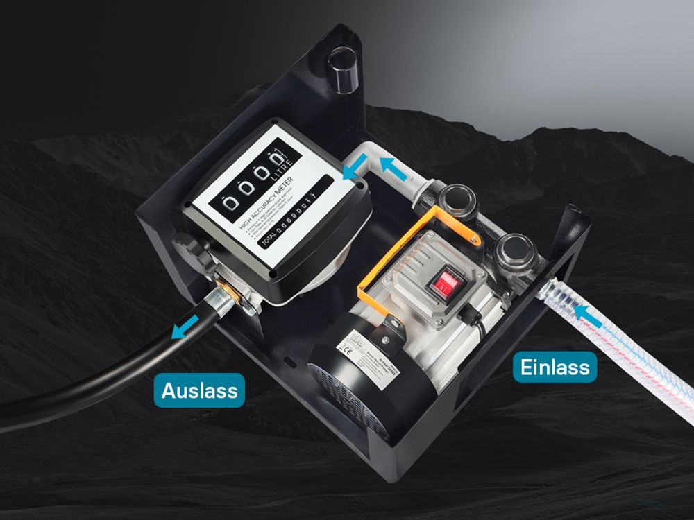 Wiltec Heizöl- und Dieselpumpe 230V/550W 50l/min selbstansaugend Pumpe mit automatischer Pistole, Kraftstoffpumpe, Absaugpumpe