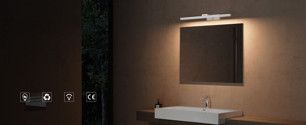 doporro LED Badezimmerleuchte Chrom 60cm - 14W Spiegellampe 4000K (Neutralweiß) - Stylische Wandleuchte für Badbeleuchtung Strahlenschön