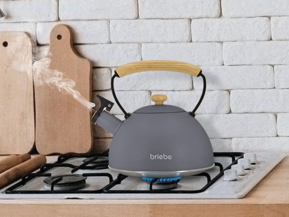 Briebe SKT1177GRY Nordic Set Toaster 2 Scheiben Breite Schlitze + Wasserkessel Induktion 2,3 L Grau