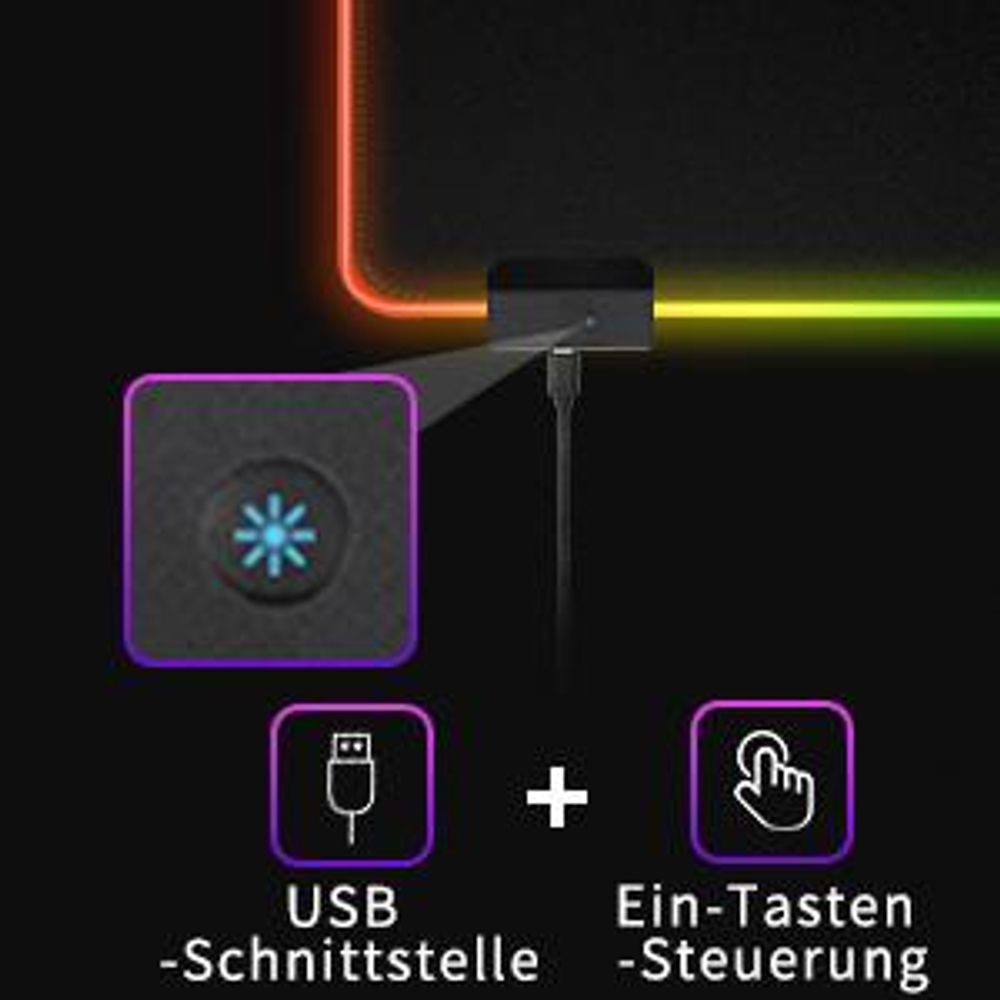 Gaming Mauspad, RGB Mousepad, 800x300mm Groß LED Schreibtischunterlage, LED Multi Color, 14 Beleuchtungs Modi