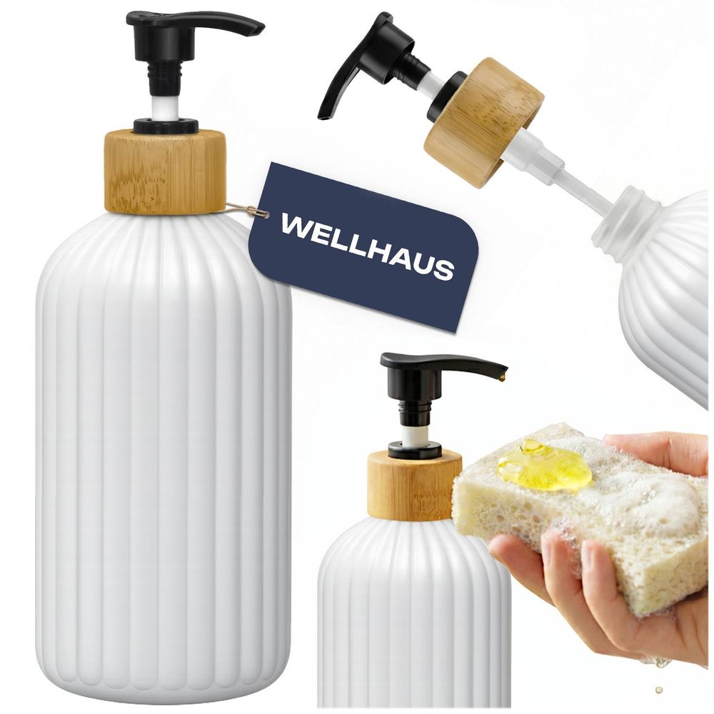 WELLHAUS Seifenspender/Shampooflasche 500ml, Weiß, Matt