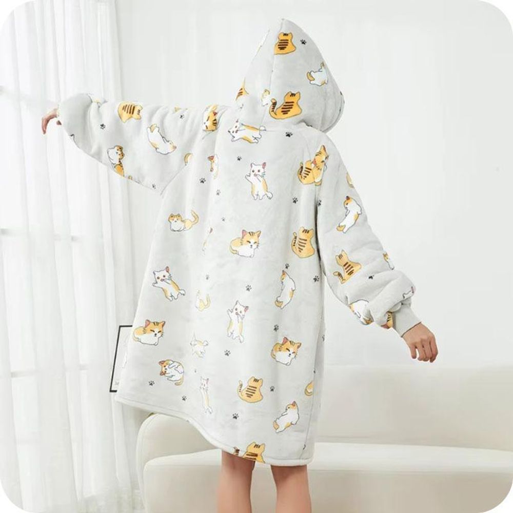 Accogliente coperta con cappuccio e maniche a gattino - Versatile maglia con cappuccio per uomo e donna, taglia unica - Perfetta per le giornate invernali