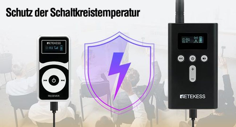 Retekess T130P Kabelloses Tour Guide System, Audio Whisper Tour Guide System, 160m, Geräuschreduzierung, Typ-C Aufladung für Tour Reisen,walkie talkie