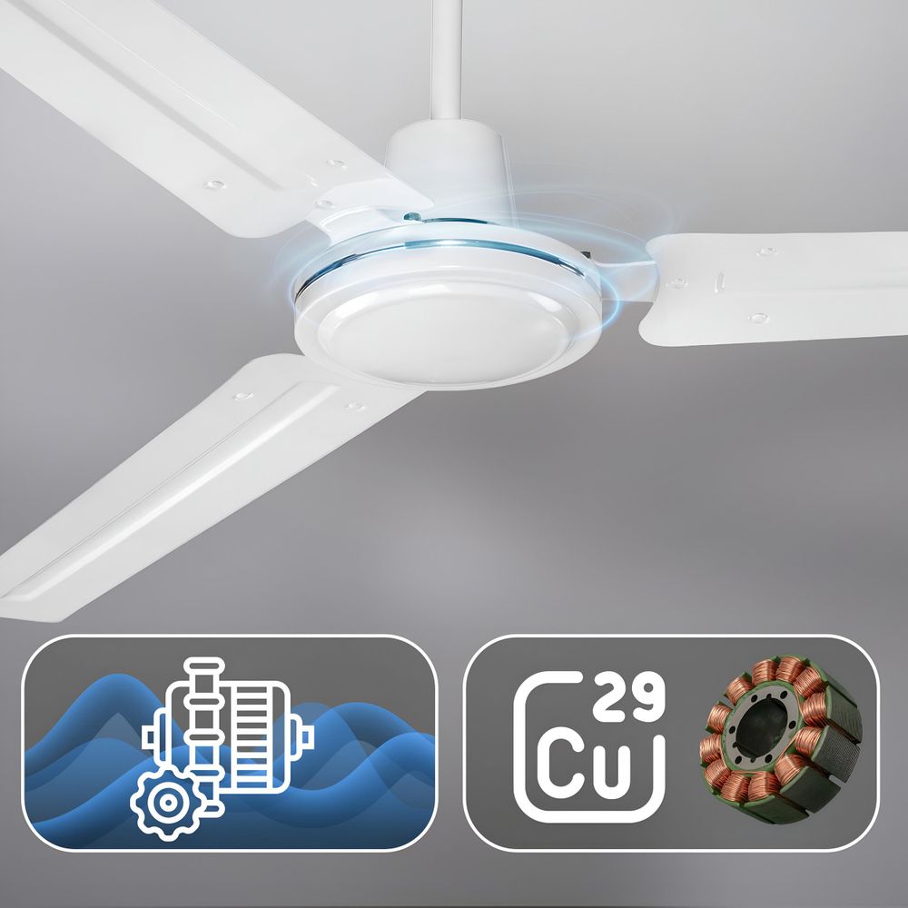 EBERG HTX Deckenventilator 140 cm 5 Geschwindigkeiten mit Wandregler Schwarz