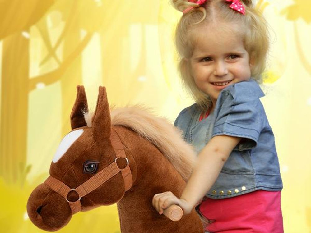 Miweba Pony Amadeus | Spiel Pferd für Kinder - Schaukelpferd - Stehpferd zum draufsitzen - Reitpferd - Indoor & Outdoor - Rücklaufbremse - 3-5 Jahre