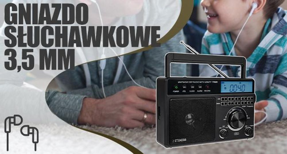Przenośne radio Retekess TR629, radio alarmowe AM FM SW World Receiver z DSP, obsługa dysków U/kart SD, zegar, budzik, radio na baterie, prezenty dla osób starszych