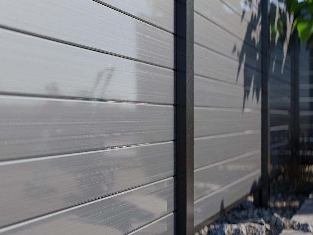 Outgarden Anthrazit 180x180 cm Gartenzaun Sichtschutzzaun, PVC Stecksystem, Witterungsbeständig Pflegeleicht, Nut Feder Montage, Lamellenprofile Inkl Start Endprofil