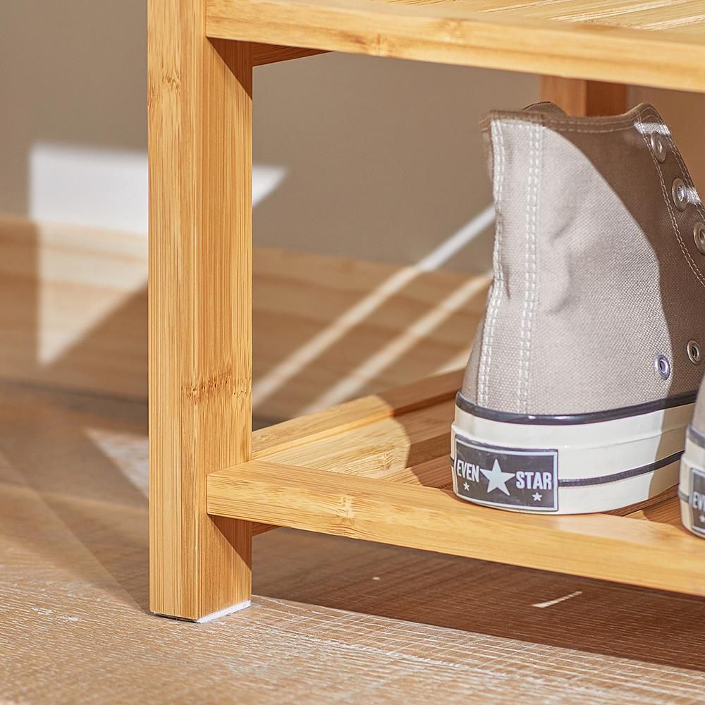 SoBuy Schuhbank mit Sitzkissen und Schublade Sitzbank Schuhregal Bambus BHT ca.: 55x46x30cm FSR49-N
